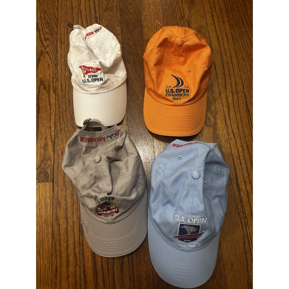 Lot of 4 US Open Golf Caps Hats USGA Members Strapback 2015, 2016, 2019, 2023